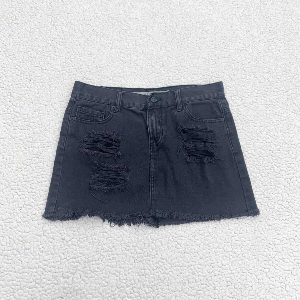 Brandy Melville Black Denim Distressed Skirt